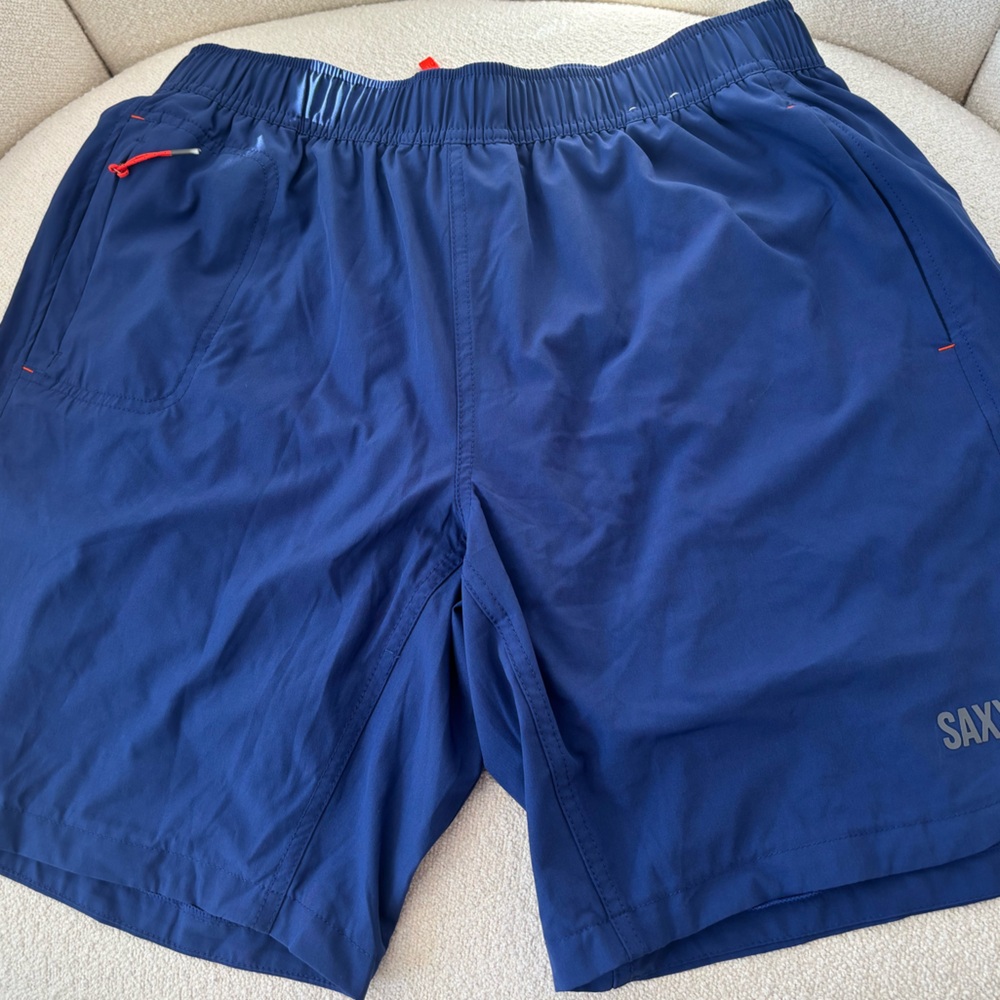 Like New Saxx Gainmaker 2N1 Lined Blue Athletic Shorts - XL